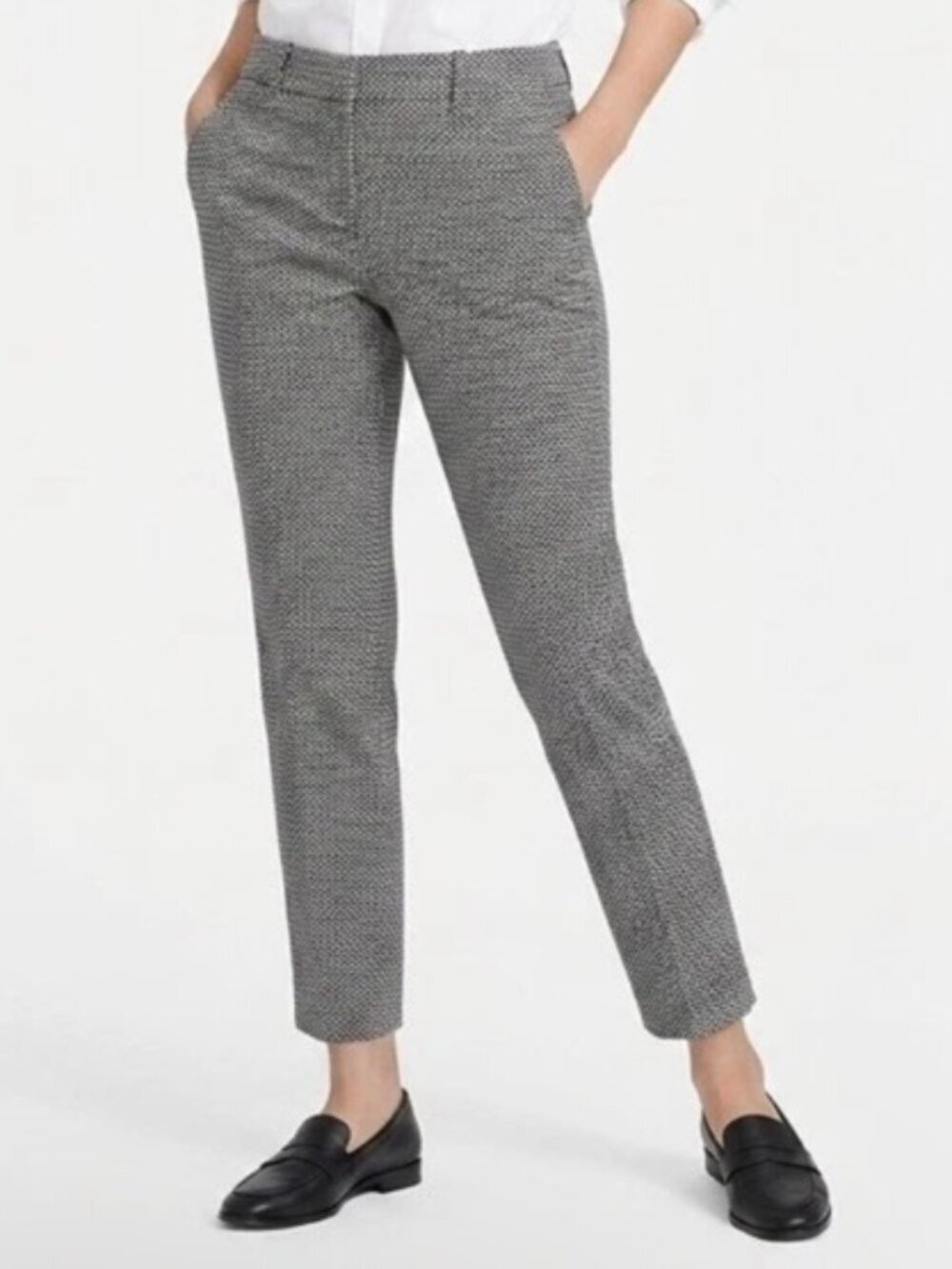 Lila Rose Women's Ankle Crop Pants Sz 4 Gray Patterned Geometric Print Trousers